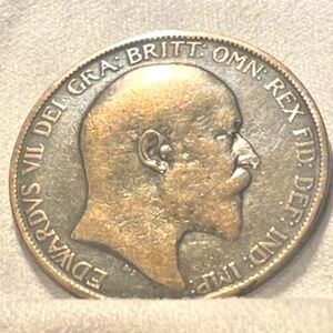 1904 GREAT BRITAIN KING EDWARD VII PENNY MA BRONZE COIN